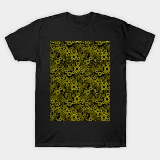 Yellow and Black Spiral Pattern T-Shirt